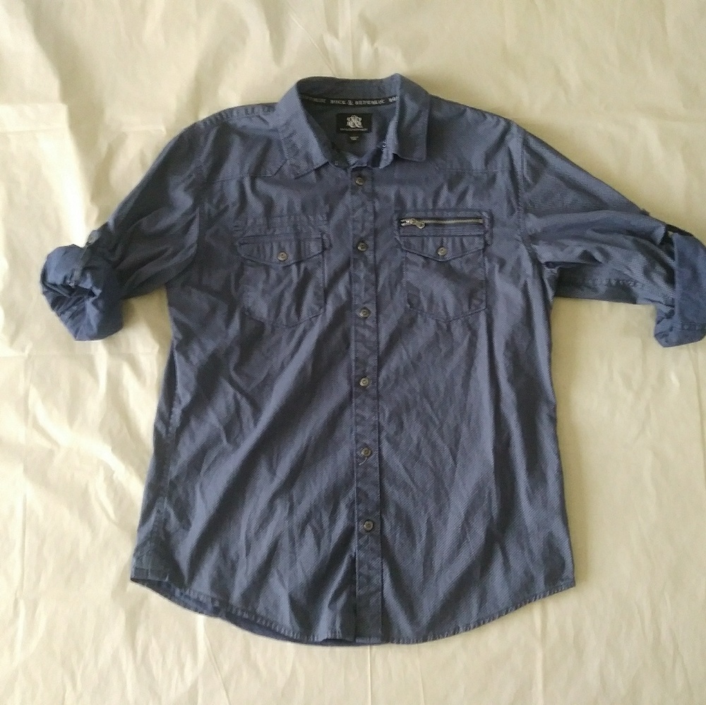 Rock&republic mens button down navy sz. Large